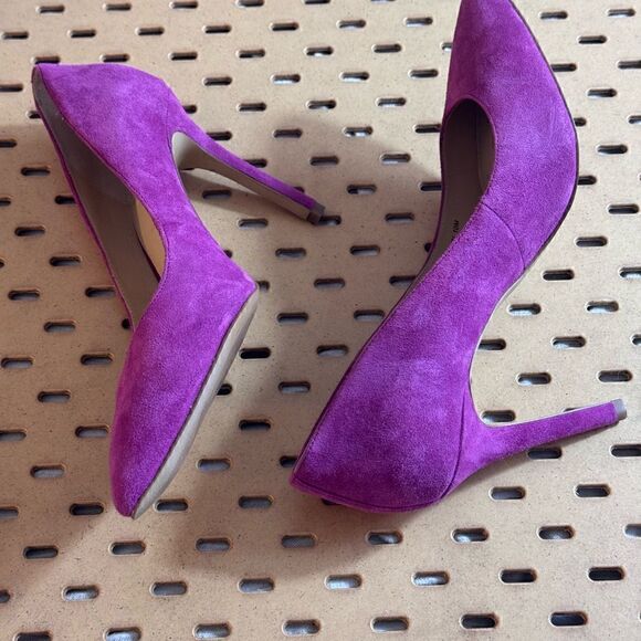 Botkier shoes Womens Sz 10 M high heels Leather suede Marci Raspberry Fizz Pump - Picture 2 of 14